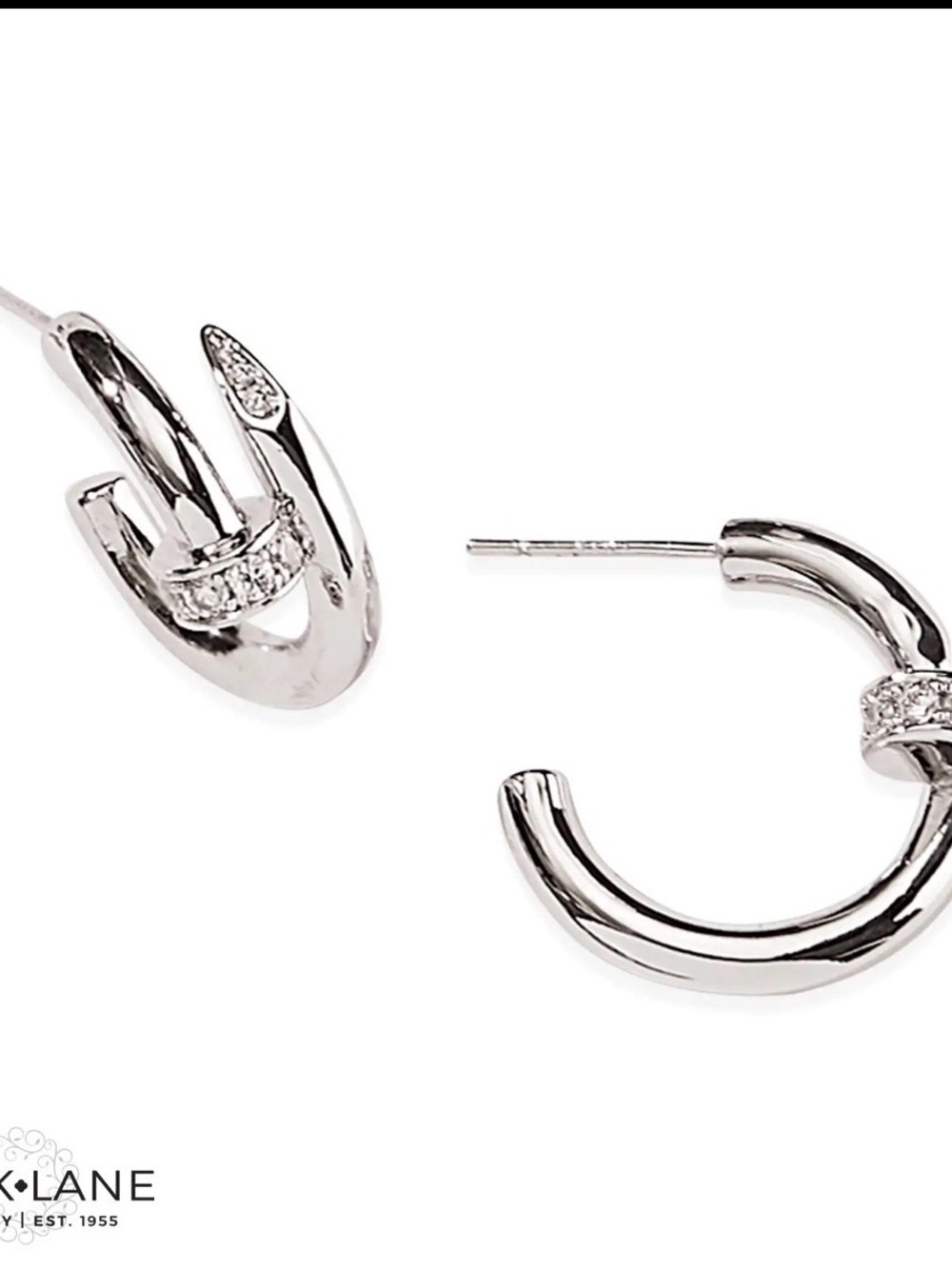Park Lane crest Shiny Silver Open Hoop Earrings